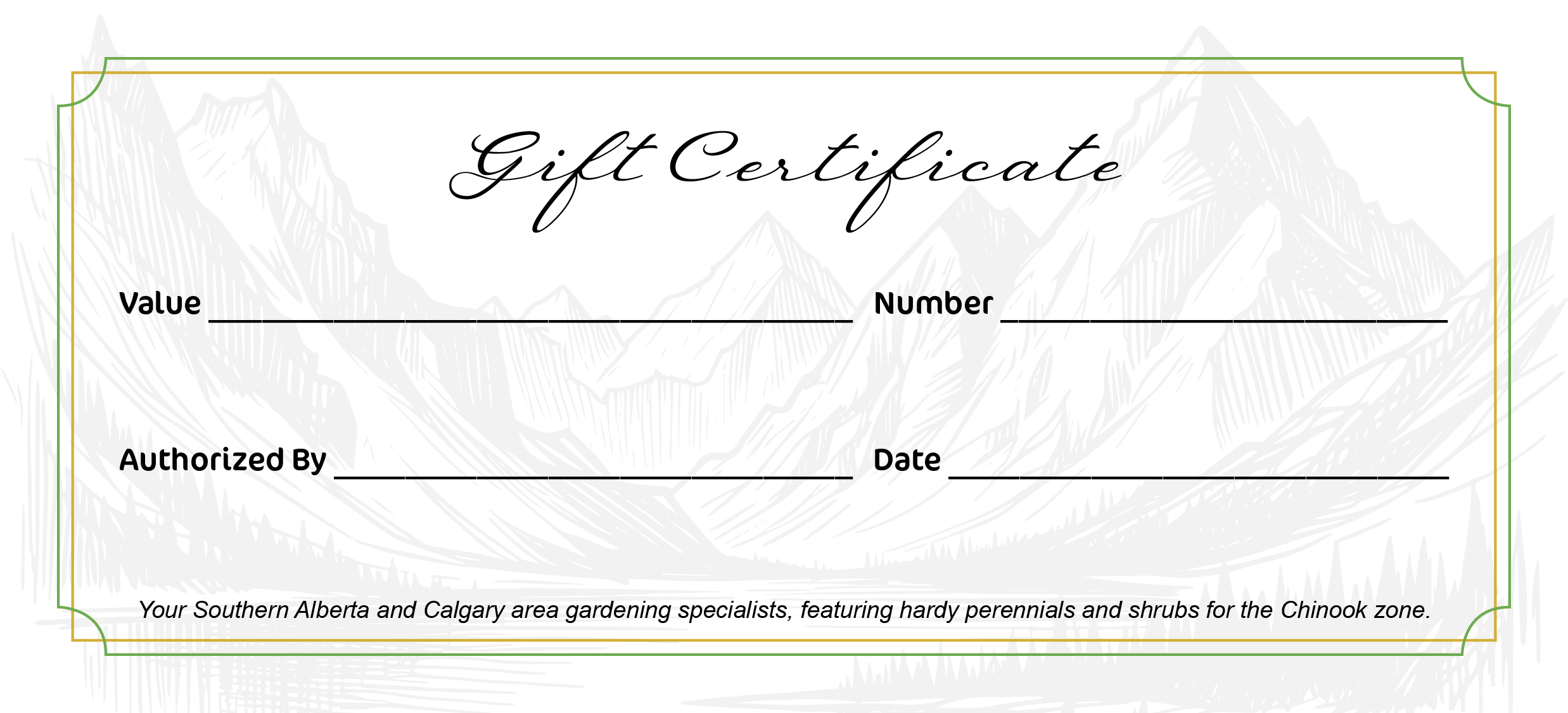 The back of the Vale's Greenhouse gift certificate