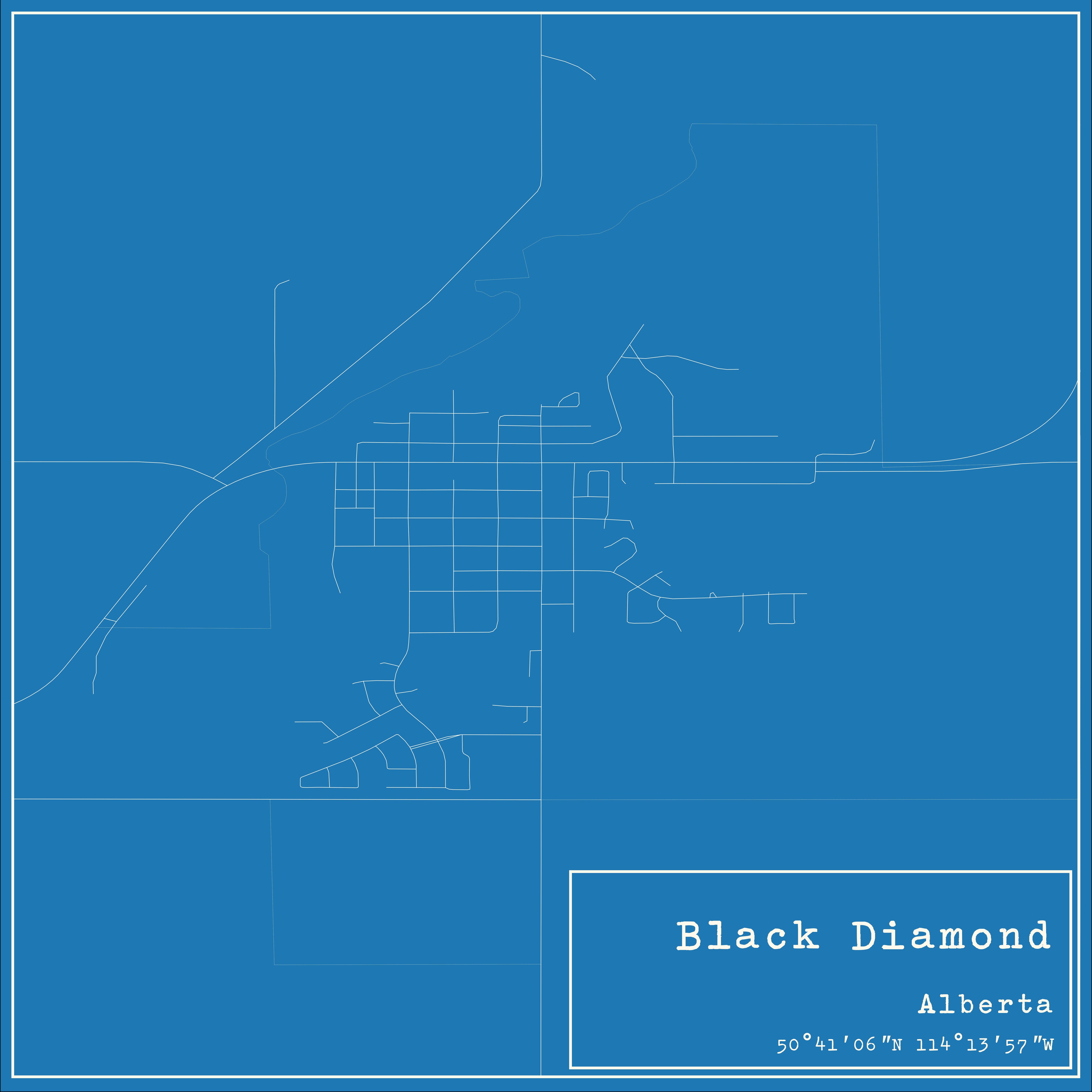 A decorative map of Black Diamond, Alberta, Canada